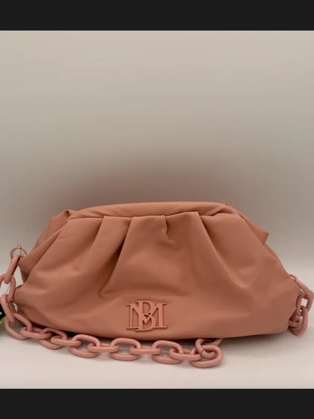 Badgley Mischka Blush Vegan Leather Pink Chain-Accent Women's Shoulder Bag